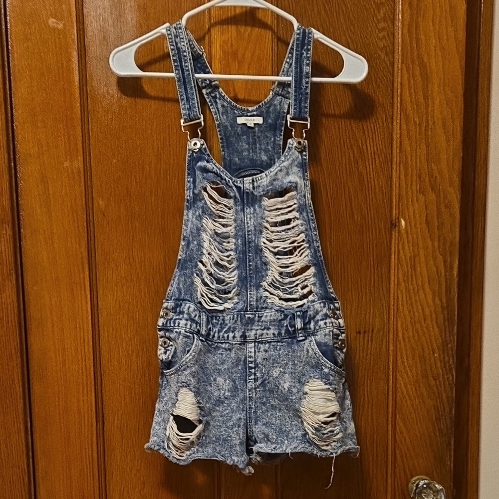 Distressed Denim Overalls for Woman